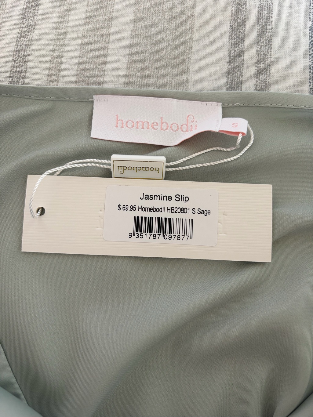 Homebodii Jasmine Slip Sage Size Small Luxury Minimalist Satin — image 4 of 6
